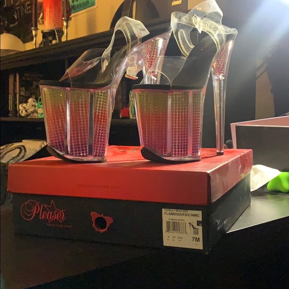 Pleaser Flamingo Rainbow Heels.
